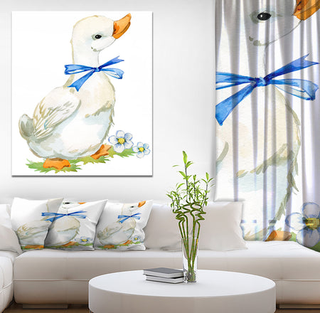 Cute domestic duck - Sketch of Farmhouse Animals of Painting Print on Wrapped Canvas