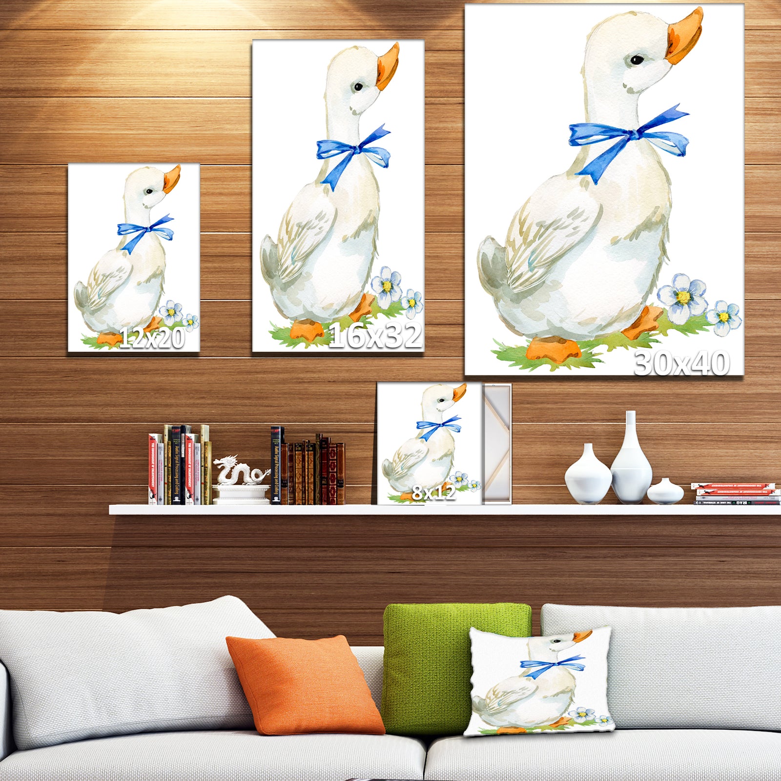 Cute domestic duck - Sketch of Farmhouse Animals of Painting Print on Wrapped Canvas