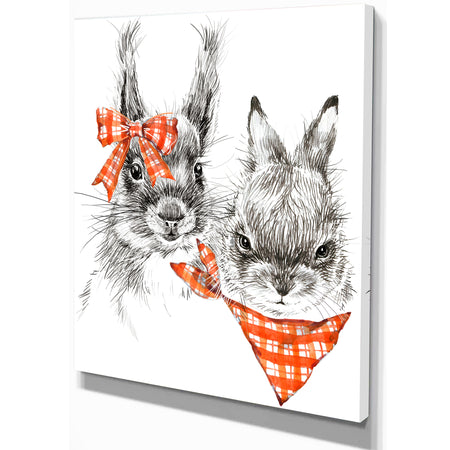 Illustration of cute animals - Farmhouse Animal Painting Print on Wrapped Canvas