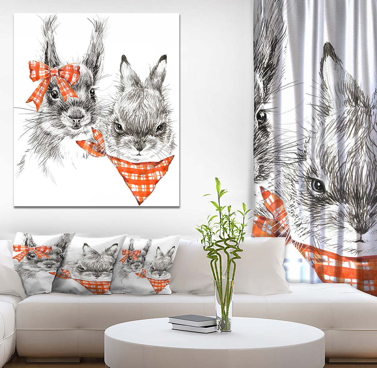 Illustration of cute animals - Farmhouse Animal Painting Print on Wrapped Canvas