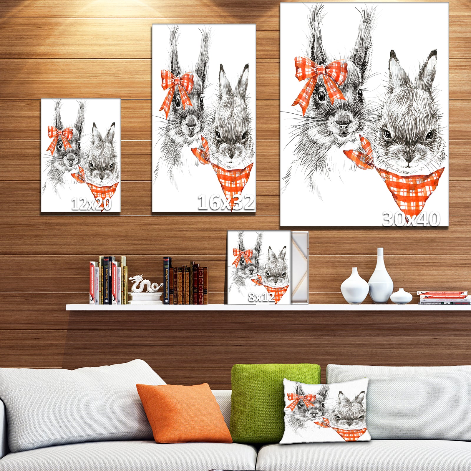 Illustration of cute animals - Farmhouse Animal Painting Print on Wrapped Canvas