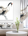 Watercolor crane bird - Animals Painting Print on Wrapped Canvas