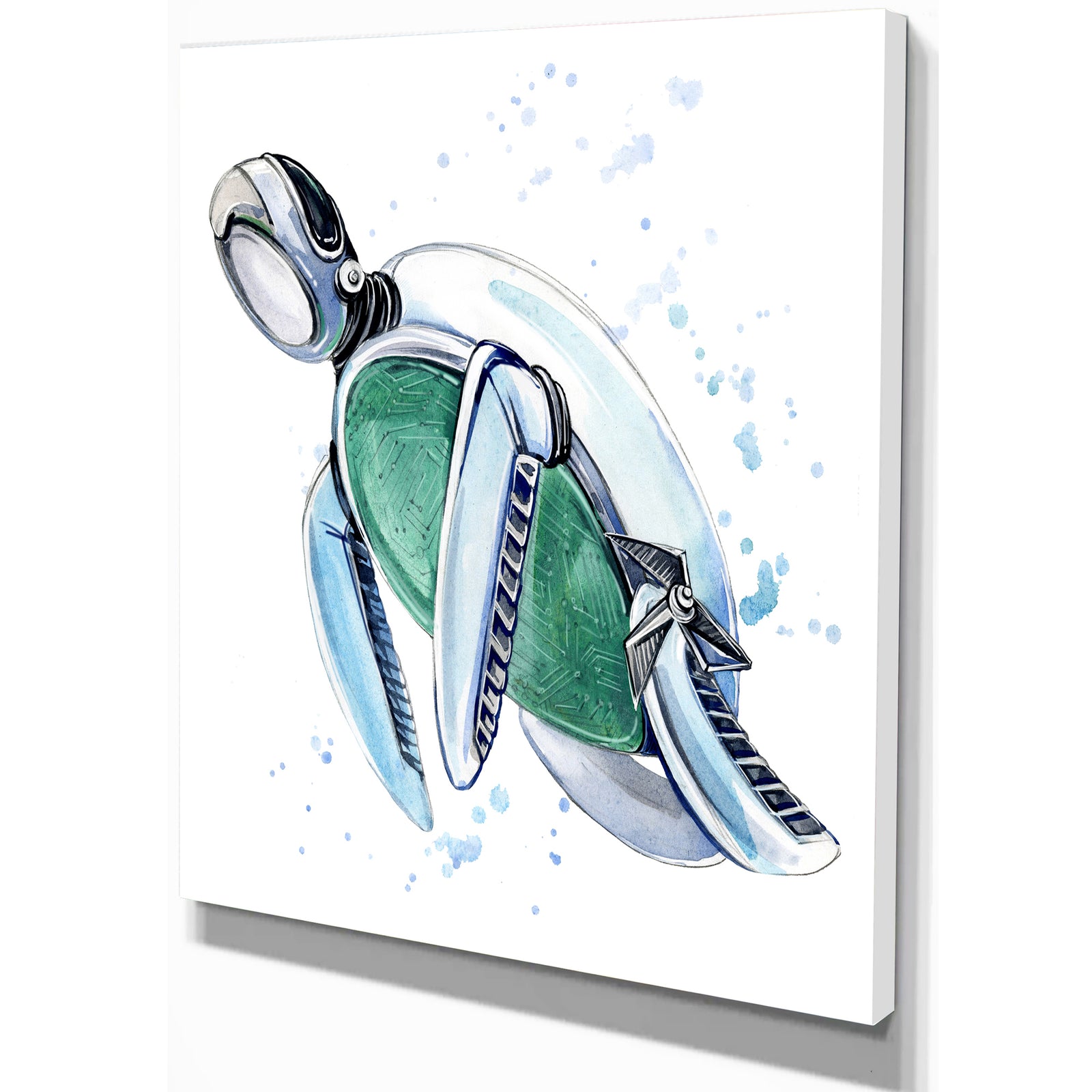 Metal robot turtle - Animals Painting Print on Wrapped Canvas