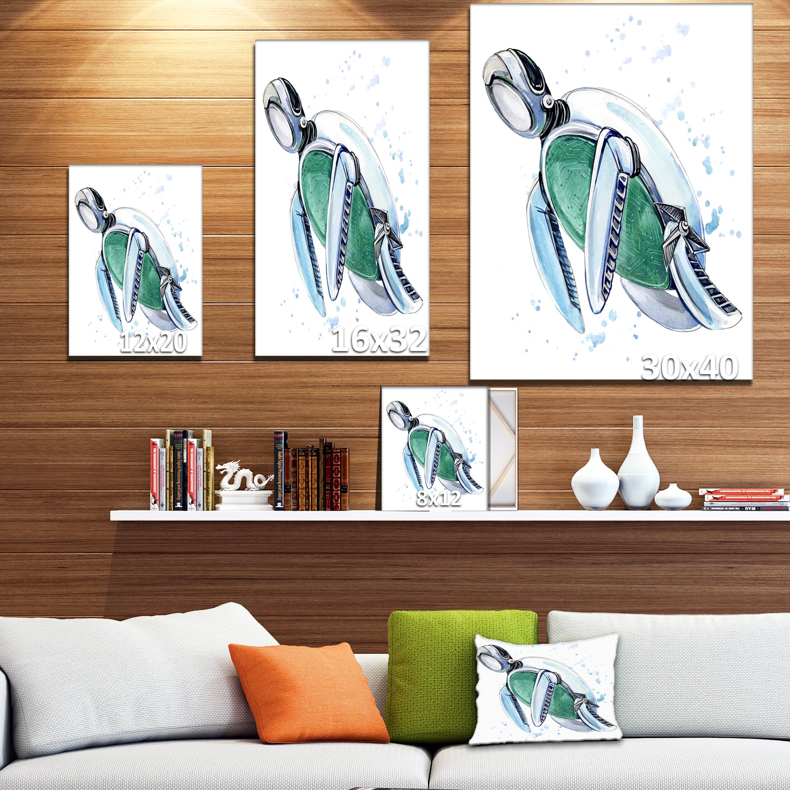 Metal robot turtle - Animals Painting Print on Wrapped Canvas