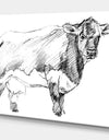 Handdrawn Dairy cow - Sketch of Farmhouse Animals of Painting Print on Wrapped Canvas