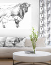 Handdrawn Dairy cow - Sketch of Farmhouse Animals of Painting Print on Wrapped Canvas