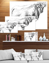 Handdrawn Dairy cow - Sketch of Farmhouse Animals of Painting Print on Wrapped Canvas