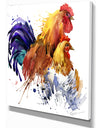 Chicken and Rooster Family - Illustration of Farmhouse Animals of Painting Print on Wrapped Canvas