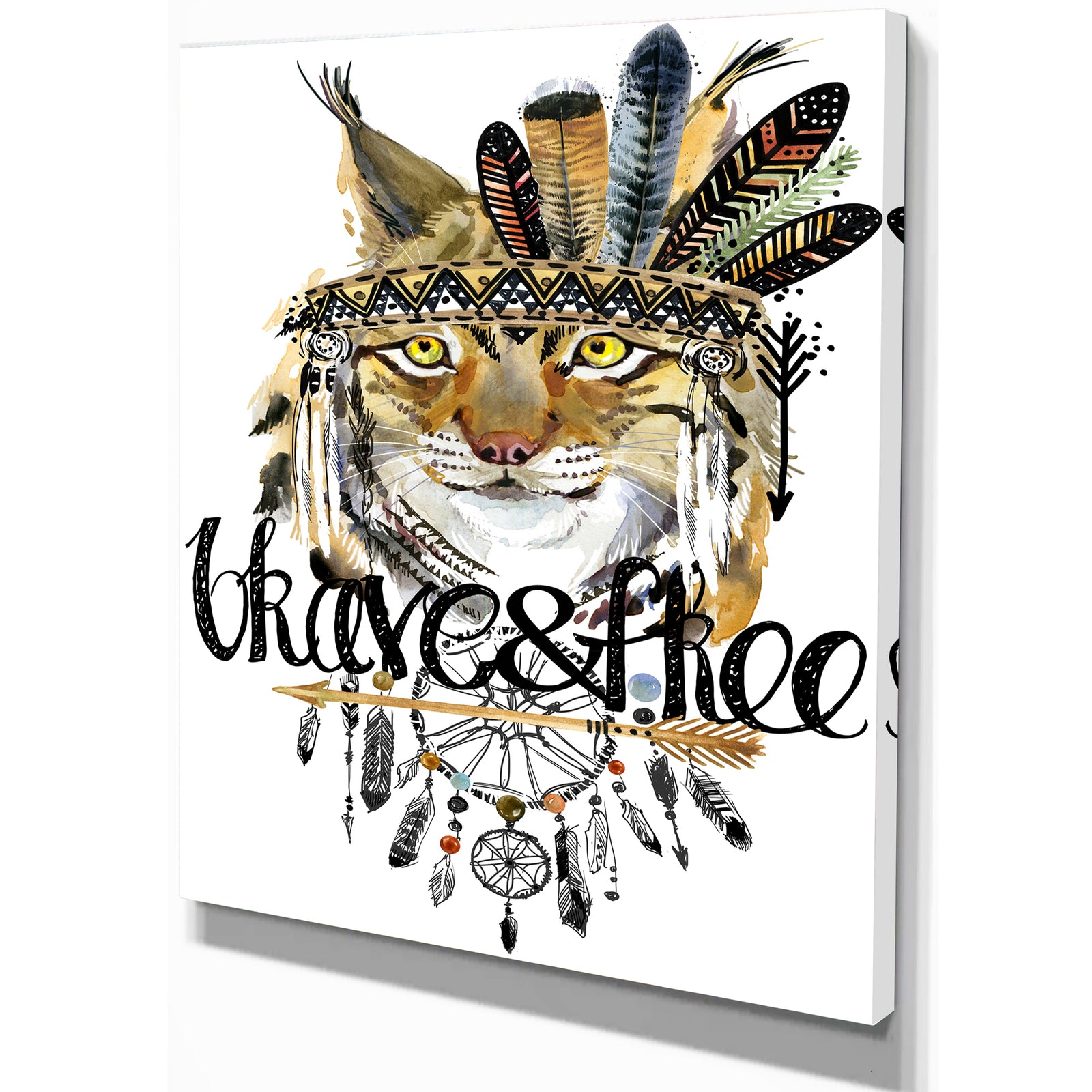 Abstract Cat Watercolor Artwork - Animals kids Painting Print on Wrapped Canvas