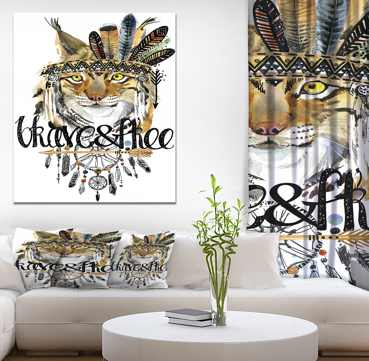 Abstract Cat Watercolor Artwork - Animals kids Painting Print on Wrapped Canvas