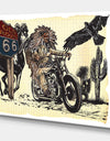 Native American in Motorcycle - Sketch of Indian Animals Painting Print on Wrapped Canvas