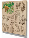 Cows and Cattle Illustration - Farmhouse Animal Painting Print on Wrapped Canvas