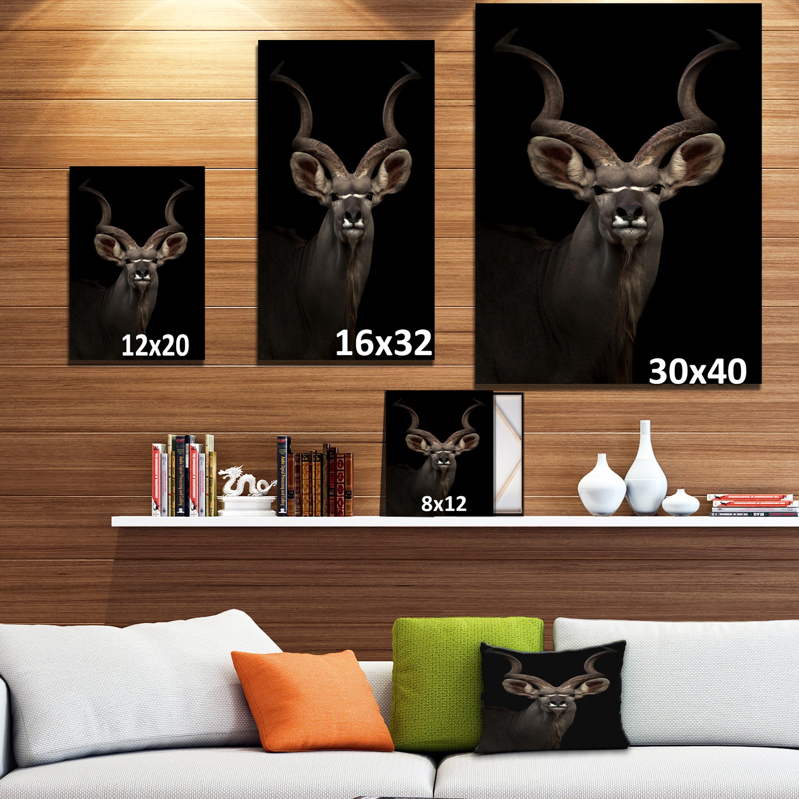 Greater gudu Tiger In The Dark - Animals photography Print on Wrapped Canvas