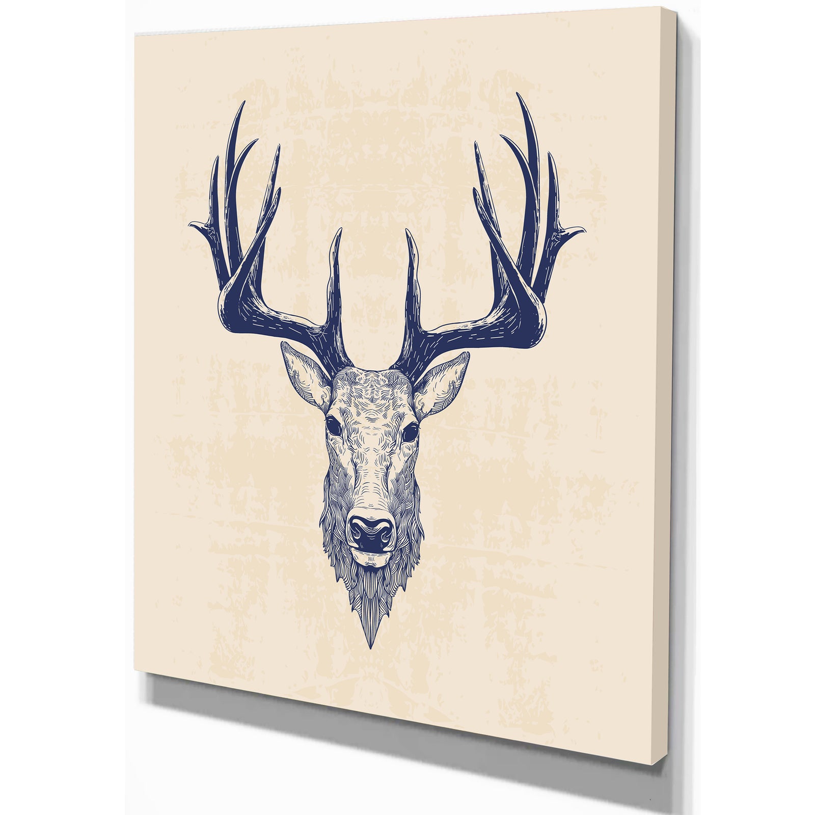 Deer head Portrait - Sketch Animals Painting Print on Wrapped Canvas