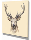 Engrave deer illustration - Sketch Animals Painting Print on Wrapped Canvas