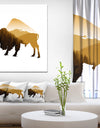 Silhouette of bison - Contemporary Animals Painting Print on Wrapped Canvas