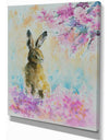 Hare on the spring meadow - Kids Animals Painting Print on Wrapped Canvas