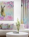 Hare on the spring meadow - Kids Animals Painting Print on Wrapped Canvas