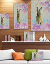 Hare on the spring meadow - Kids Animals Painting Print on Wrapped Canvas