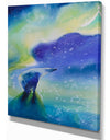 Polar bear with aurora Borealis - Animals kids Painting Print on Wrapped Canvas