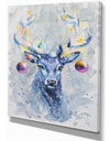 Cute Deer with Bells - Animals kids Painting Print on Wrapped Canvas