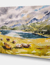 Cows on a meadow - Farmhouse Animals Painting Print on Wrapped Canvas