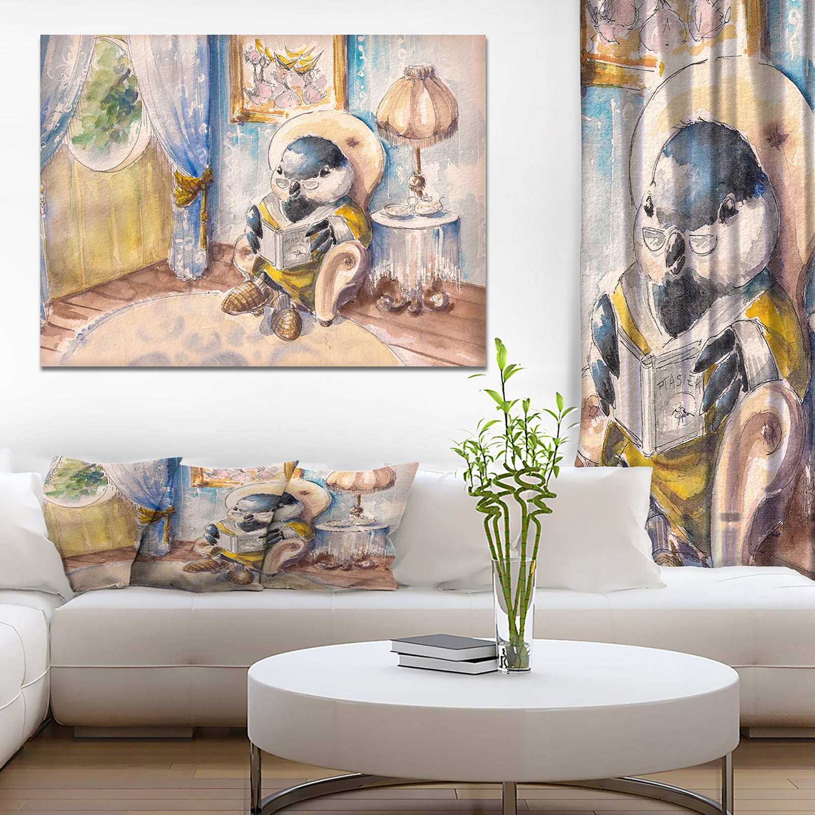 Great tit at home - Animals Painting Print on Wrapped Canvas