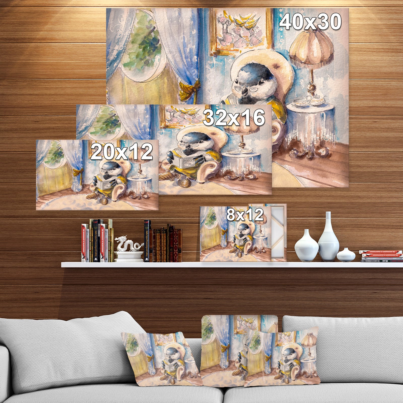 Great tit at home - Animals Painting Print on Wrapped Canvas