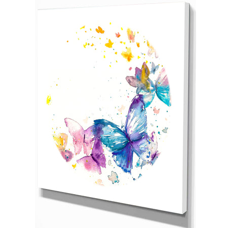 Butterfly on White Paper - Animals Painting Print on Wrapped Canvas