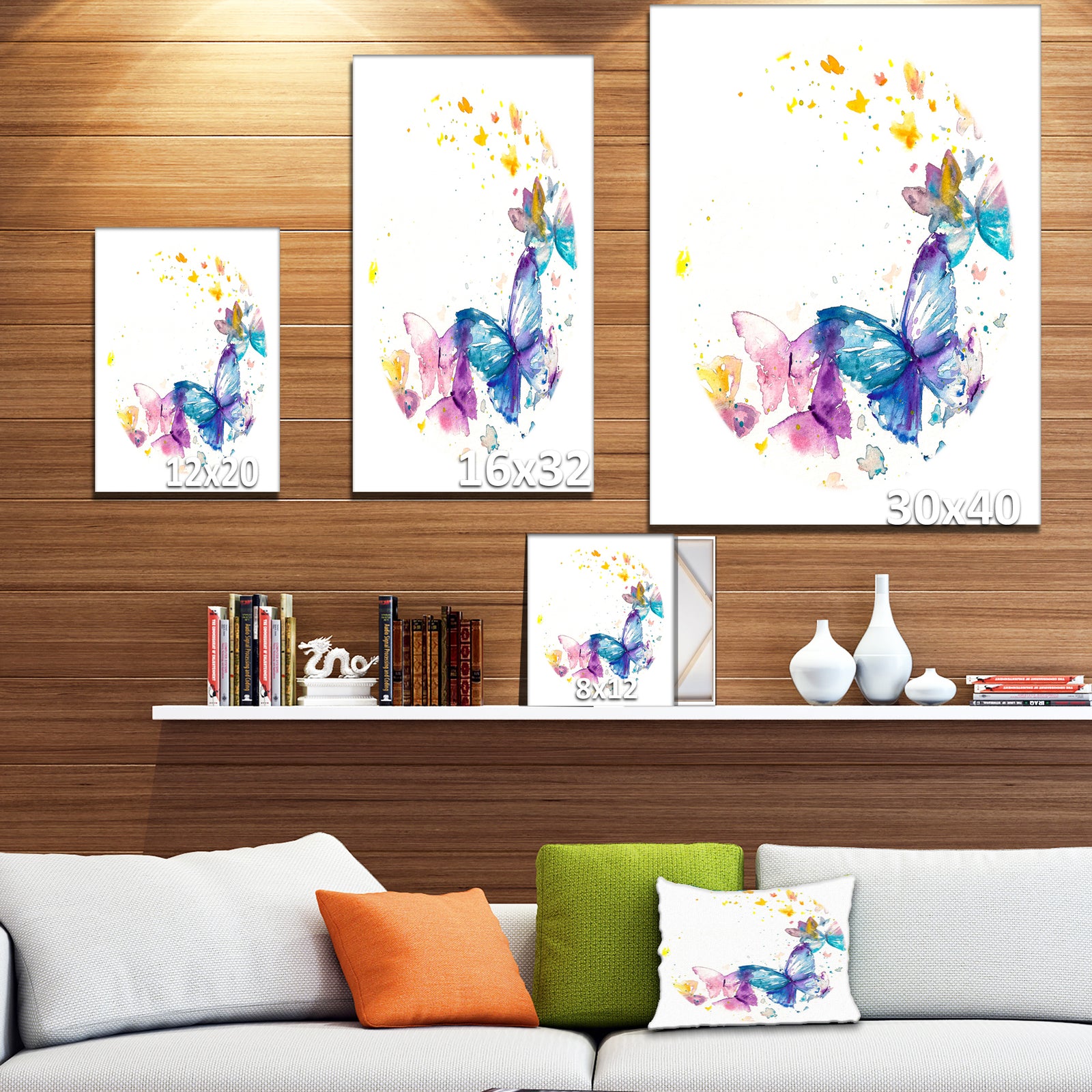 Butterfly on White Paper - Animals Painting Print on Wrapped Canvas