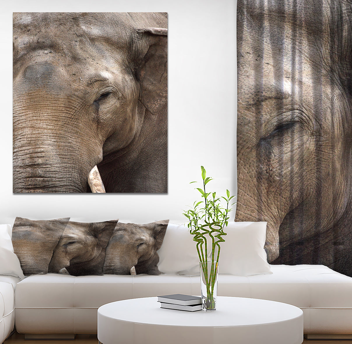 Emotional Elephant in close up - Africa Animals photography on Wrapped Canvas