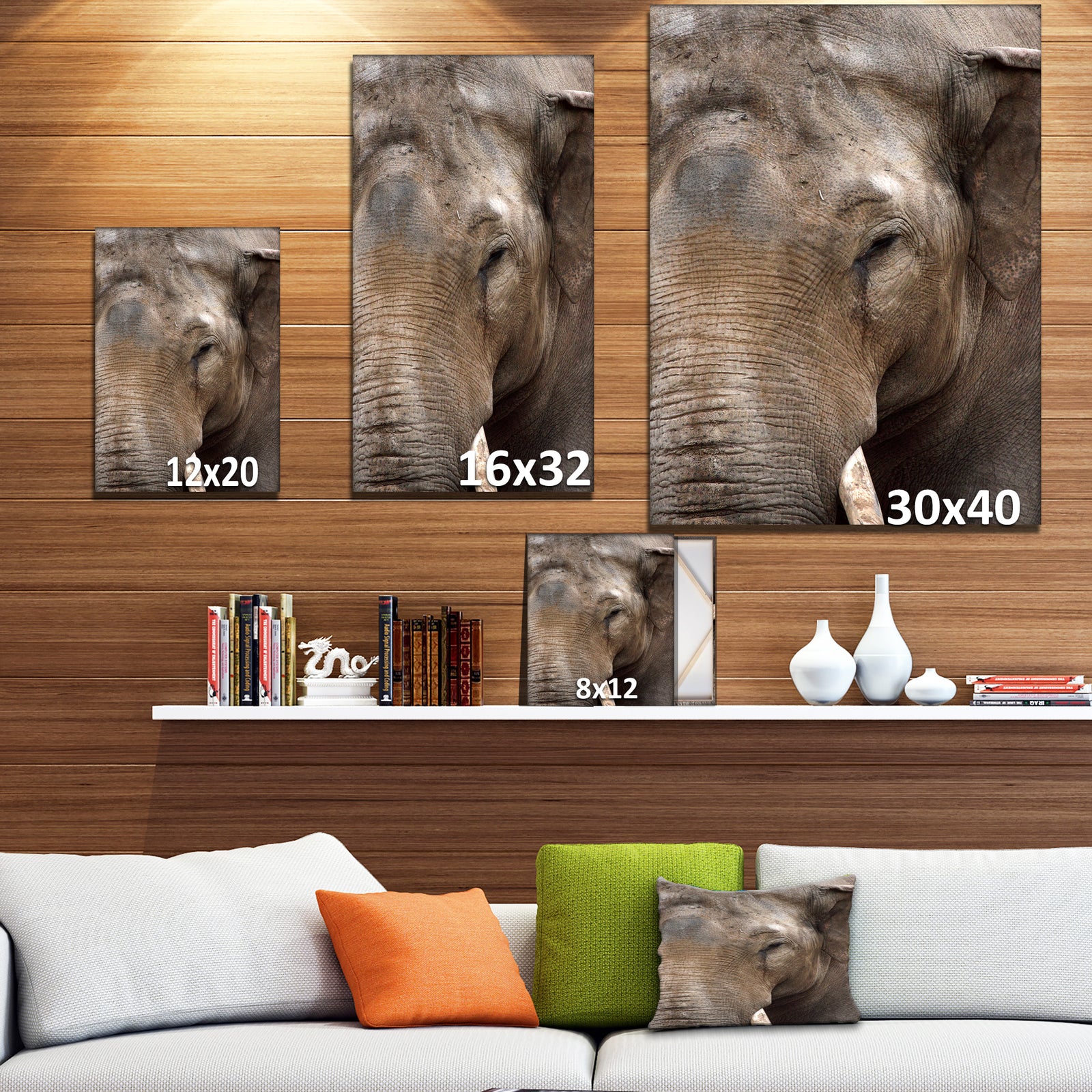 Emotional Elephant in close up - Africa Animals photography on Wrapped Canvas