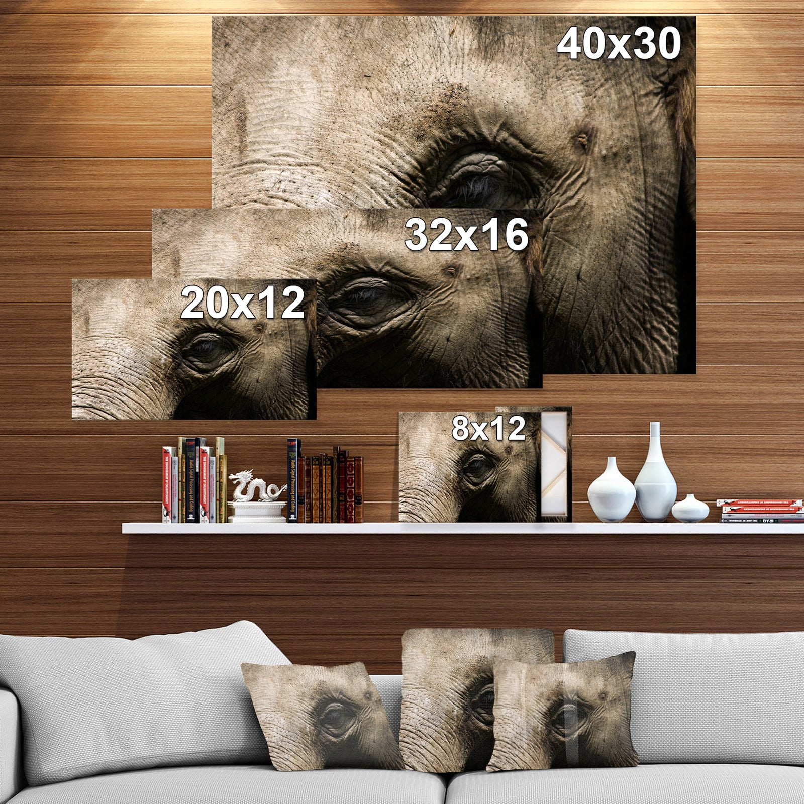 Elephant Head - Africa Animals photography on Wrapped Canvas