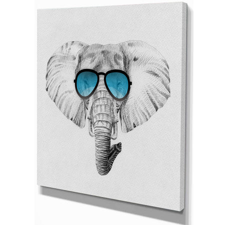 Elephant in Sunglasses - Sketch Animals Digital Print on Wrapped Canvas