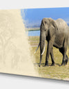 Elephant on textured paper - Africa Animals photography on Wrapped Canvas