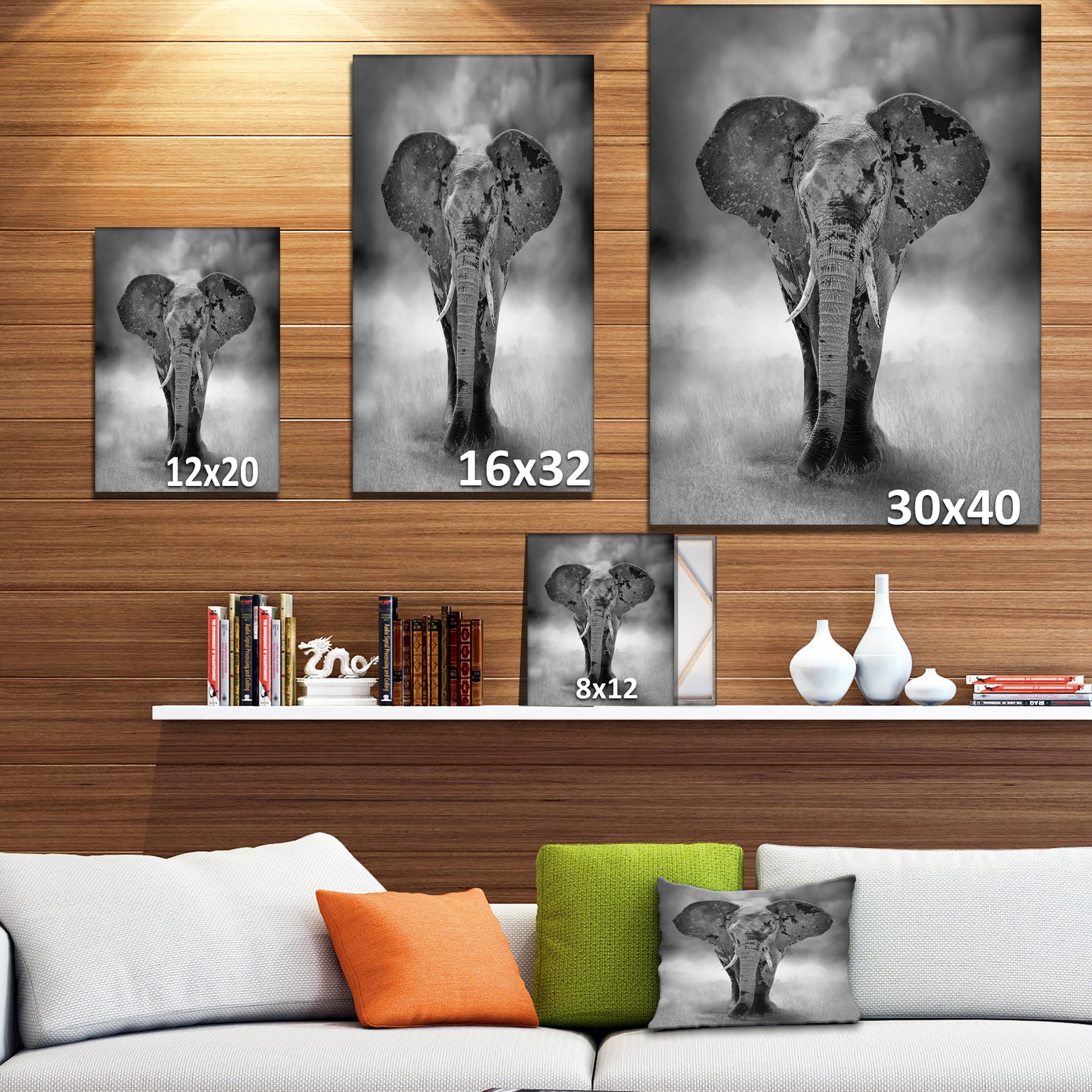 Kenya Africa Large Elephant Bull - Africa Animals photography on Wrapped Canvas