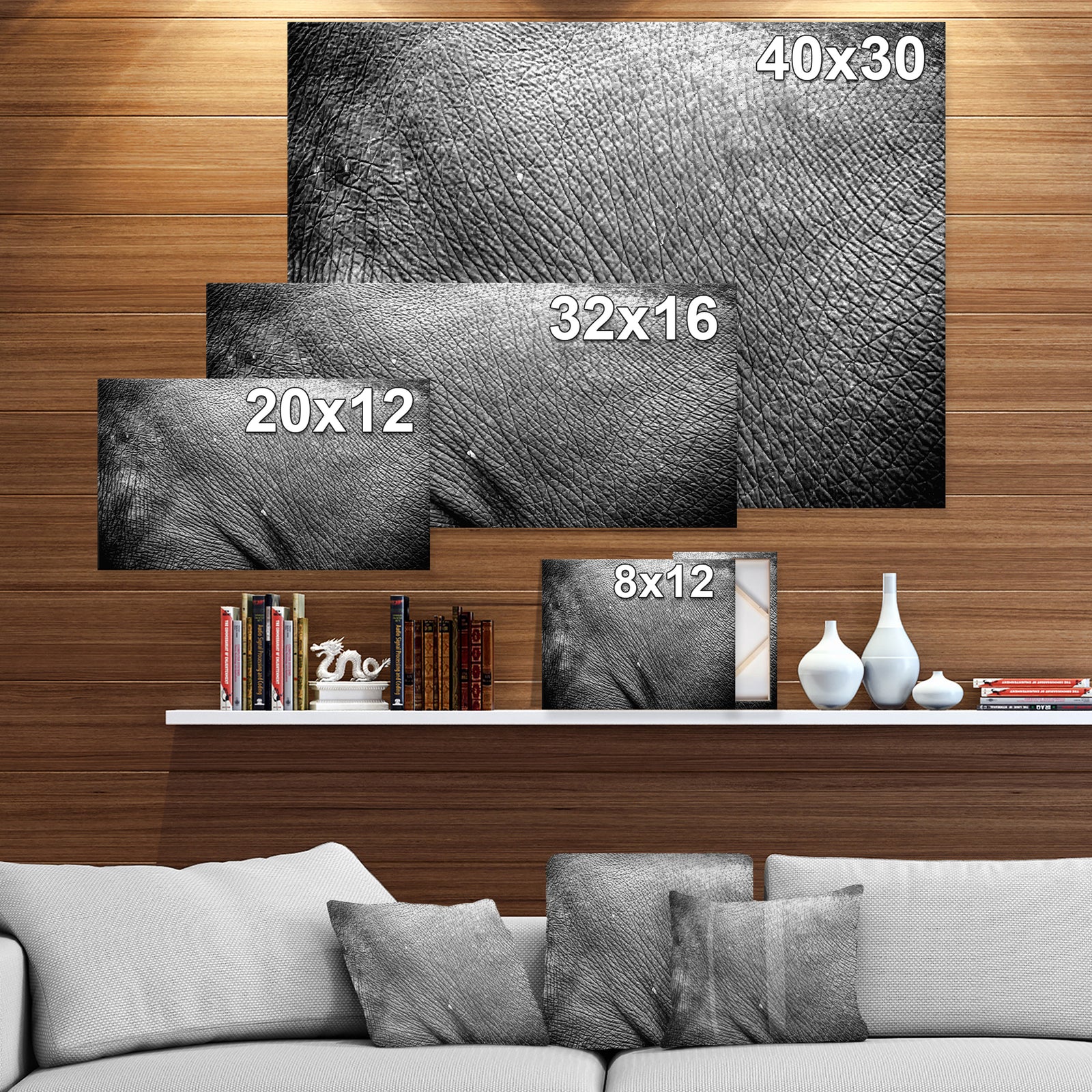 Asia Elephant Skin - Africa Animals Photography on Wrapped Canvas