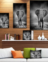 African Elephant in Dark Background - Africa Animals Photography on Wrapped Canvas