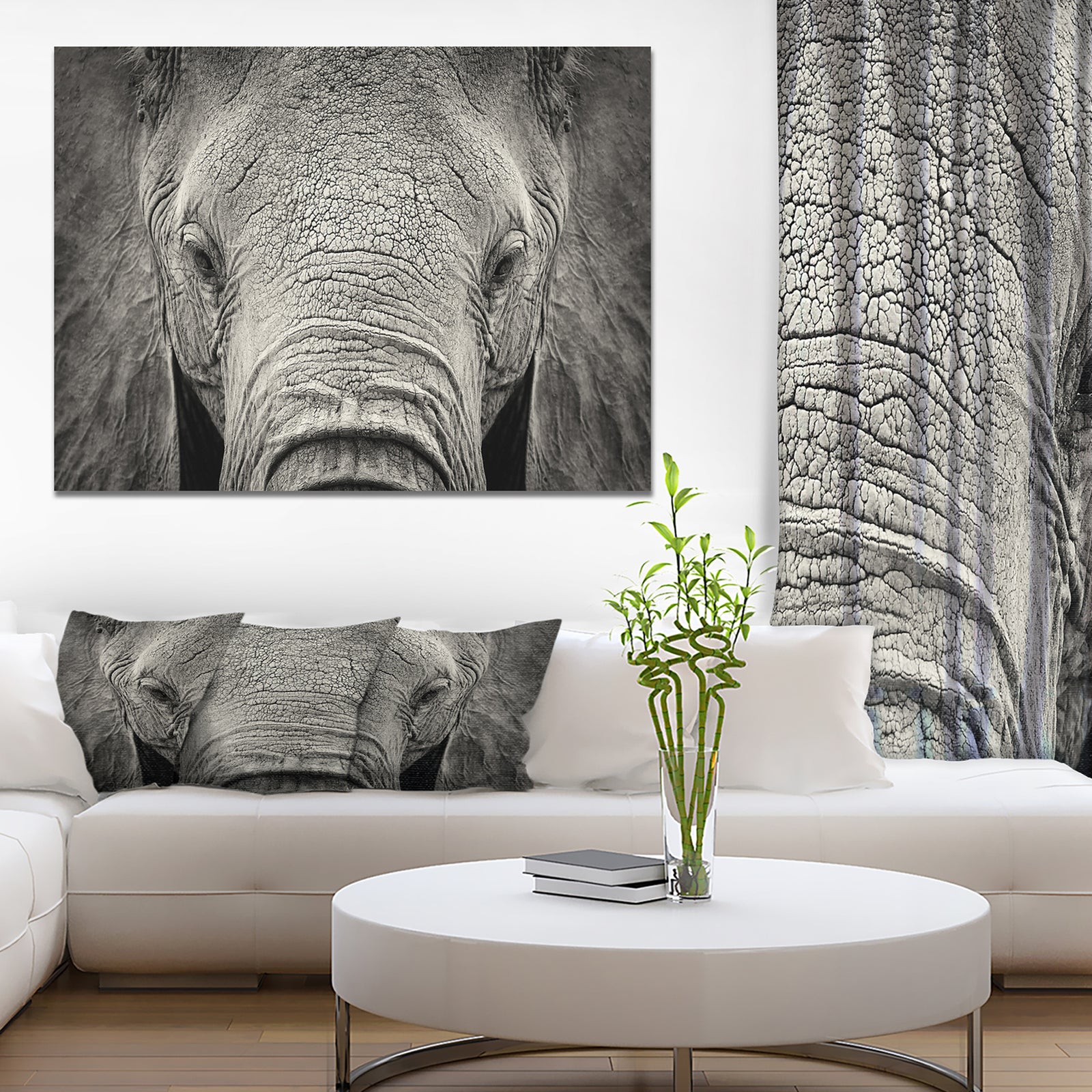 Close up African Elephant - Africa Animals Photography on Wrapped Canvas