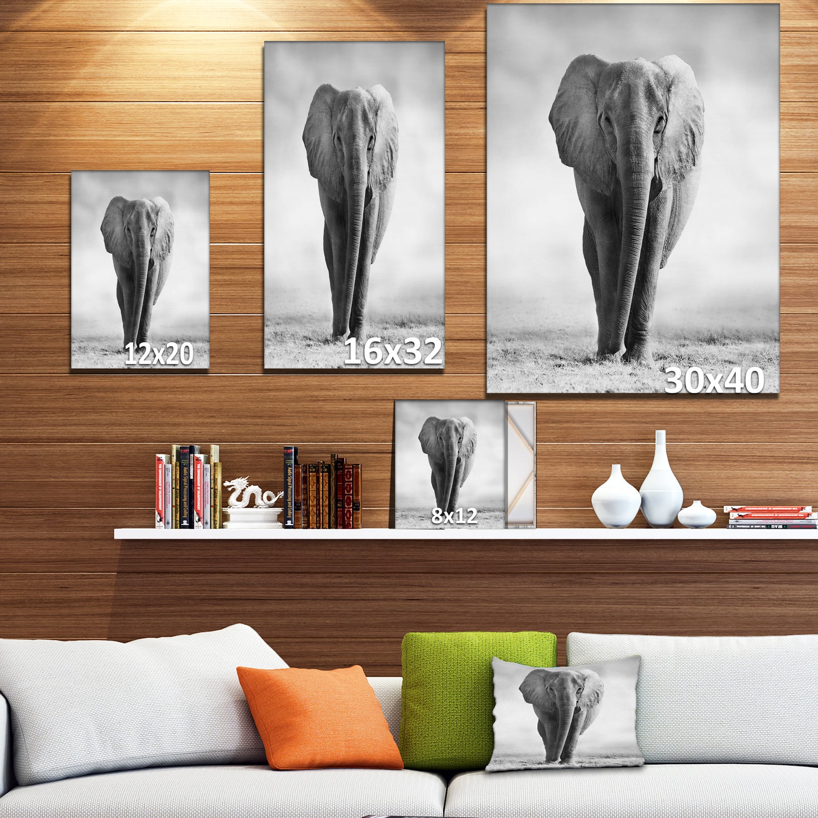 African Elephant in the Wild - Africa Animals Photography on Wrapped Canvas