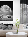 Two Elephants with Earth Background - Africa Animals Photography on Wrapped Canvas