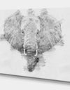 Elephant in Pencil Sketch - Sketch Animals Painting Print on Wrapped Canvas