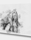 Elephant in Black And White Pencil Sketch - Sketch Animals Painting Print on Wrapped Canvas