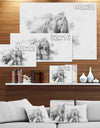 Elephant in Black And White Pencil Sketch - Sketch Animals Painting Print on Wrapped Canvas