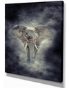 Elephant in smoke - Animals Photography on Wrapped Canvas