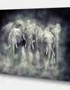 Kenya National Park Elephant in smoke - Animals Photography on Wrapped Canvas