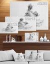 Black and White Hippo Sketch - Animals Painting Print on Wrapped Canvas