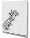 Black and White Giraffe Sketch - Animals Painting Print on Wrapped Canvas