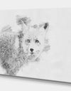 Black and White Fox Sketch - Animals Painting Print on Wrapped Canvas