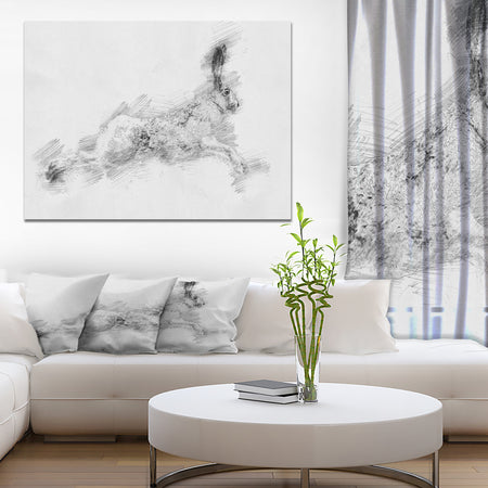 Black and White Hare Sketch - Animals Painting Print on Wrapped Canvas